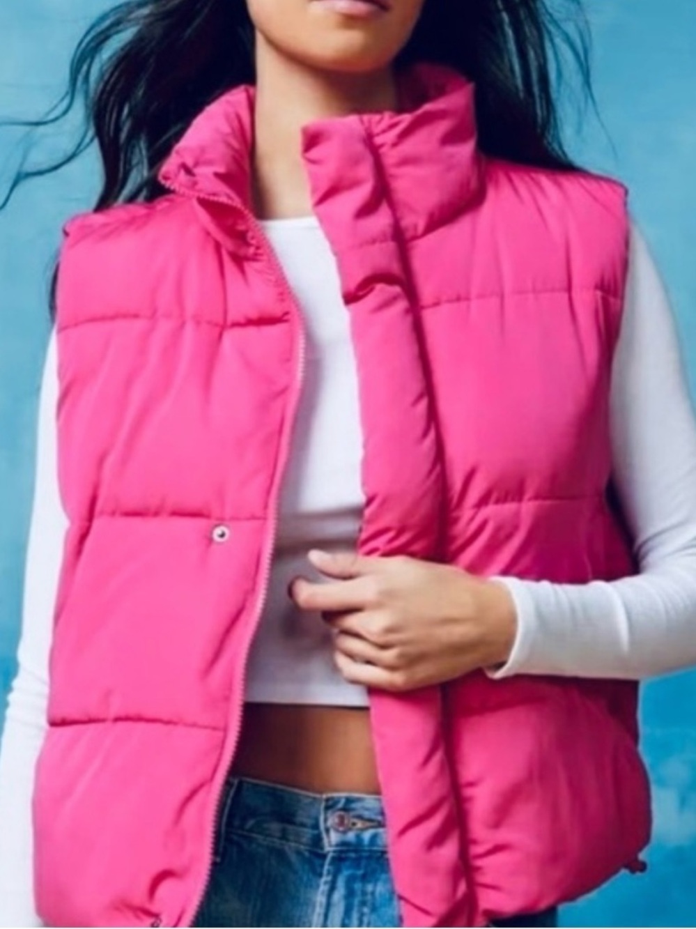 Women's Hot Pink Puffer Vest - Lightweight Quilted Vest